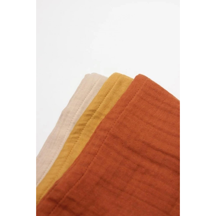 Çocuk Eğitici Gelişim Bistyle 6lı Müslin Mendil 20x20 cm 90106 Kiremit Bej Hardal