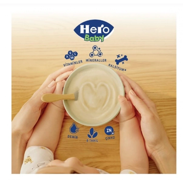 Çocuk Eğitici Gelişim Hero Baby Sütlü 8 Tahıllı Peynirli Pekmezli Kaşık Mama 200 Gr