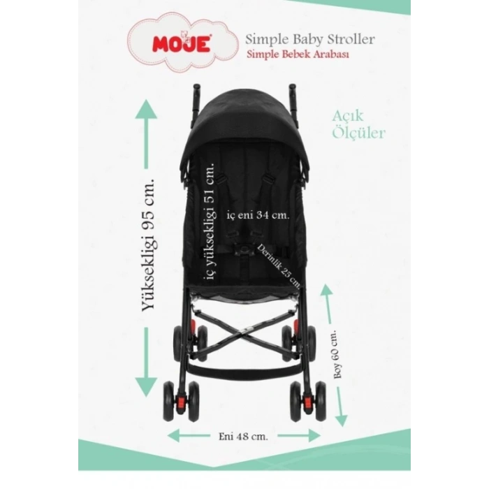 Çocuk Eğitici Gelişim Moje Simple Pratik Baston Bebek Arabası Gri