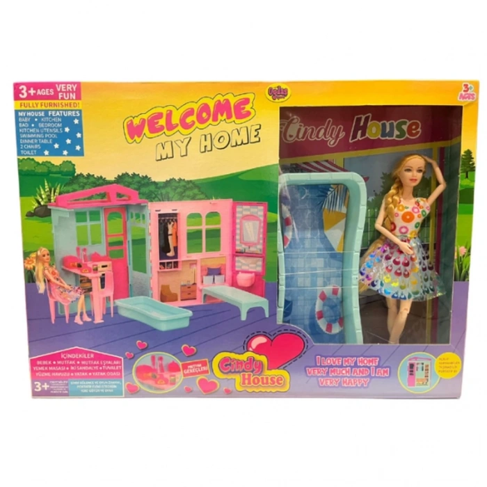 Çocuk Oydaş Cindy House Bebekli Oyun Evi 02617