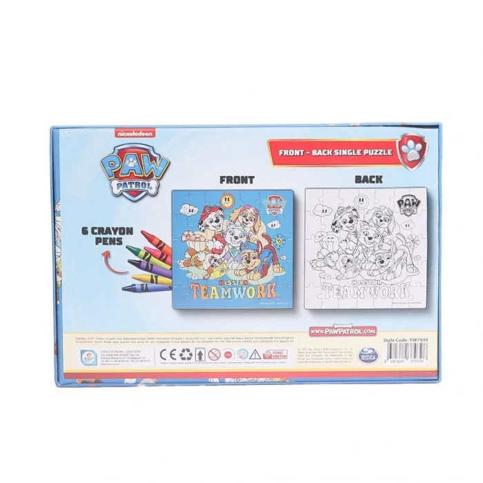 Çocuk PW7930 Paw Patrol Boyamalı Puzzle -Laço
