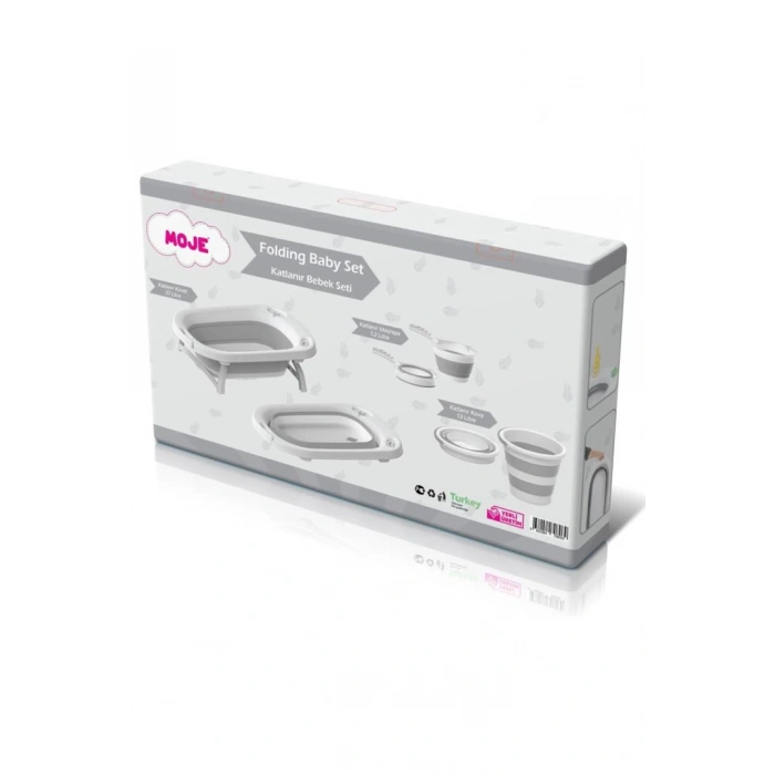 Çocuk Gelişim Moje Katlanır Küvet Seti Gri Pratik ve Konforlu Küvet Seçeneği