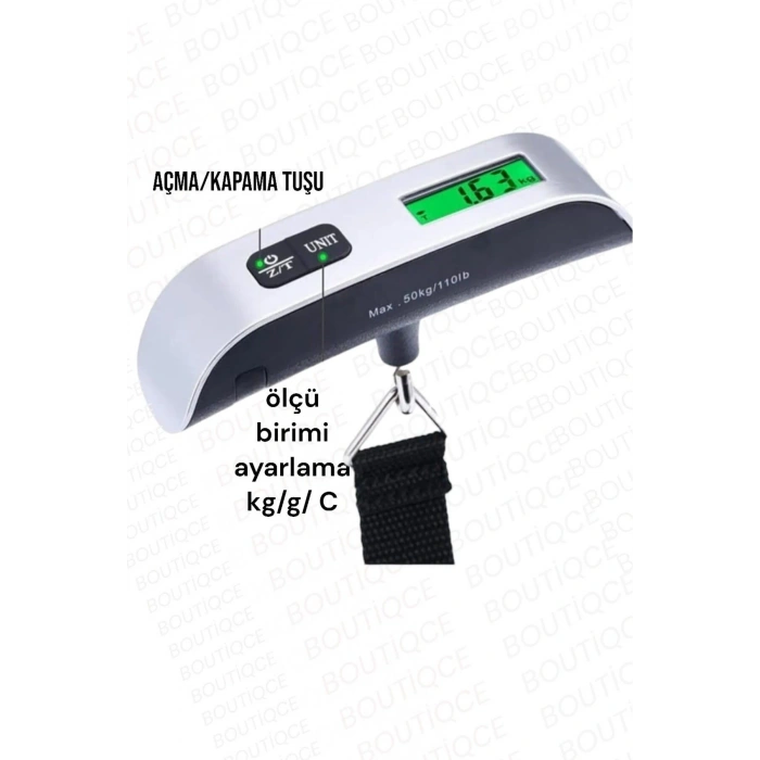 Dijital Valiz Kantarı Elektronik Askılı El Bagaj Tartısı El Terazisi Bavul Terazisi Tartı Seyehat