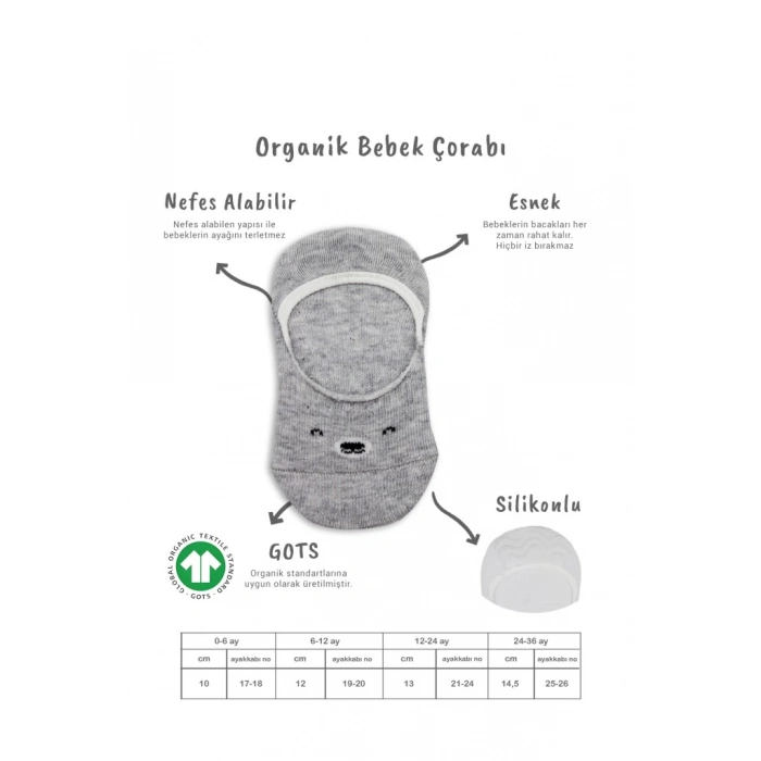 Eğitici Oyuncak Bistyle 2Li Babet Cute Face Penye Çorap BS30103 Gri Beyaz