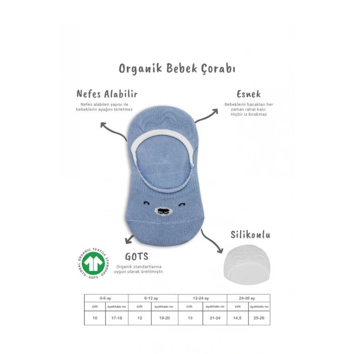 Eğitici Oyuncak Bistyle 2Li Babet Cute Face Penye Çorap BS30103 Mavi-Beyaz