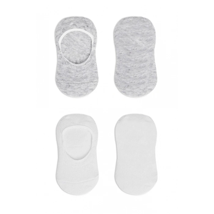 Eğitici Oyuncak Bistyle 2Li Penye Babet Silikonlu Basic Çorap 30104 Gri Beyaz