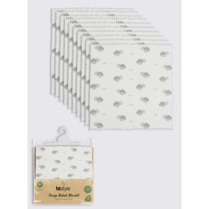 Eğitici Oyuncak Bistyle Tortoise 20x20 10Lu Penye Mendil 90163 Ekru