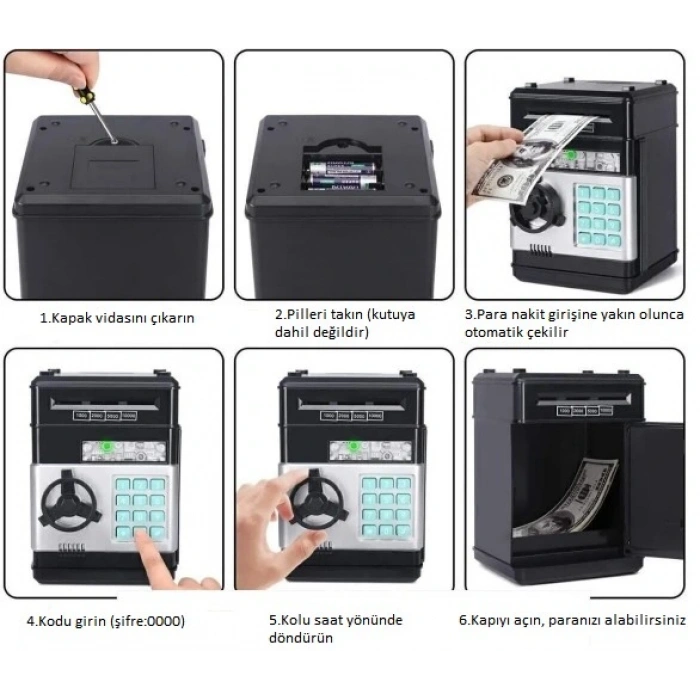 Elektronik Şifreli Kasa Otomatik Kağıt Para Alan ATM Kumbara