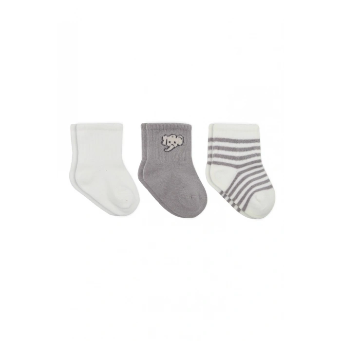 Elephant Boy 3lü Penye Soket Çorap 10135 Ekru