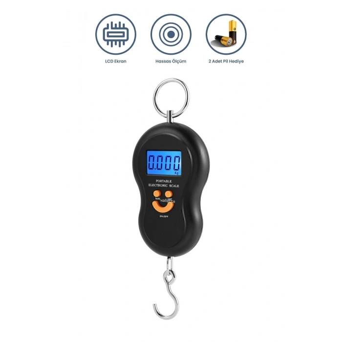 Fuego Pil Hediyeli Pratik Bagaj Valiz Bavul Ağırlık Ölçme Tartısı Çanta Kilo Terazisi 50 Kg