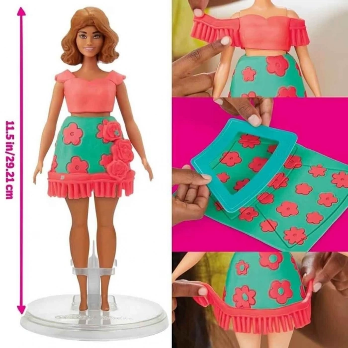 G1360 Barbie Çiçek Desenleri ve Püsküller Hamur Oyun Seti +3 yaş