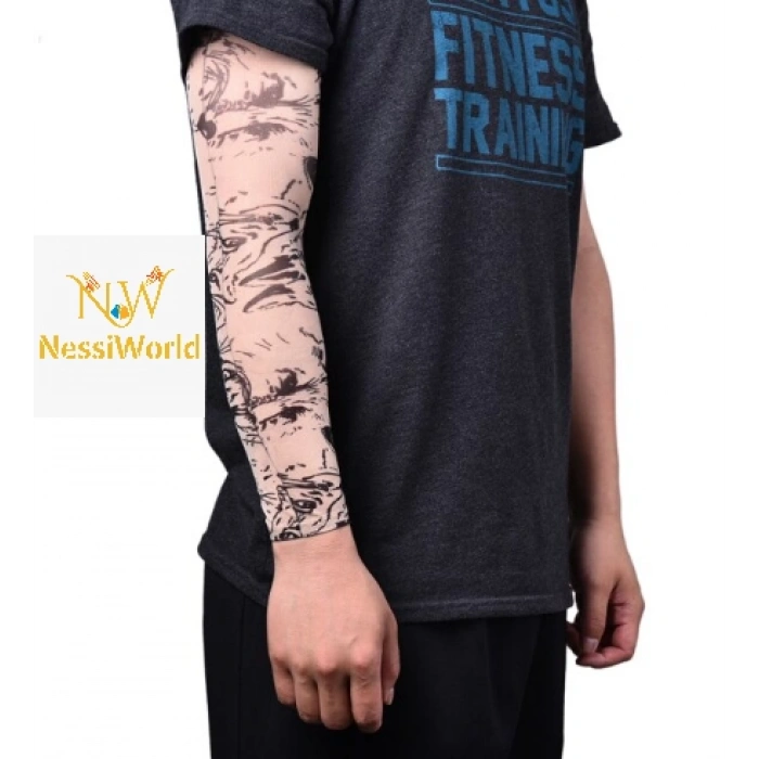 Giyilebilir Kol Dövmesi Çorap Dövme 3D Baskılı Kol Bacak Dövme 2 Adet Model 25