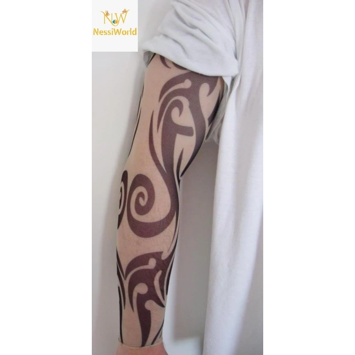 Giyilebilir Kol Dövmesi Çorap Dövme 3D Baskılı Kol Bacak Dövme 2 Adet Model 6