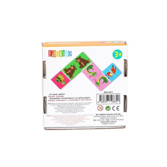 Hayvanlar Domino Oyunu Eğitici ve Eğlenceli Ahşap Oyun Seti