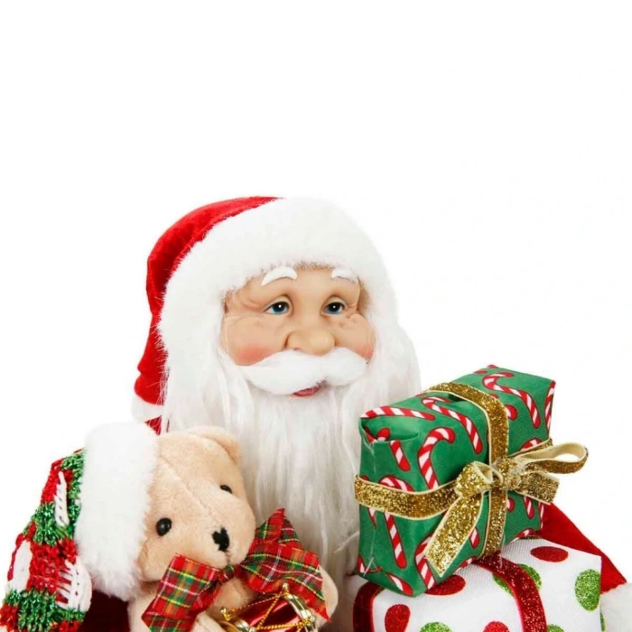 Hediye Paketi Taşıyan Noel Baba Dekoratif Biblo 45 cm