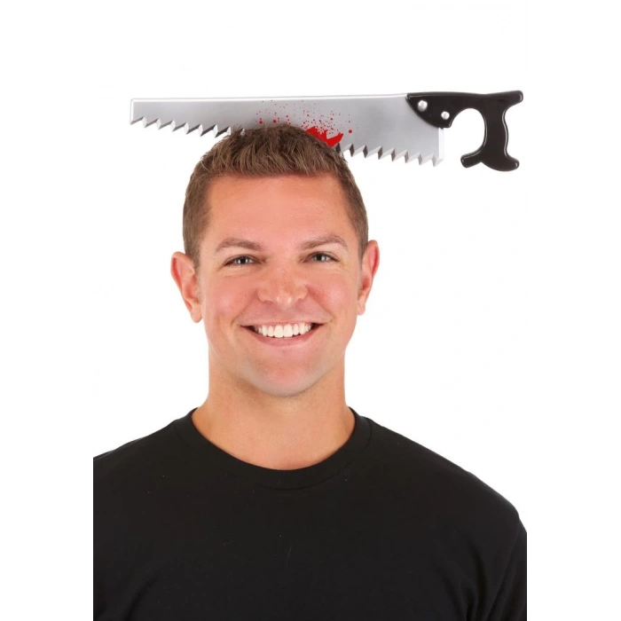 Çocuk Kafaya Saplanmış Halloween Kanlı Testere Şaka Tacı