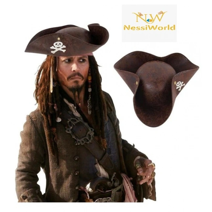 Kaptan Jack Korsan Şapkası Vinleks Deri Denizci Korsan Şapkası