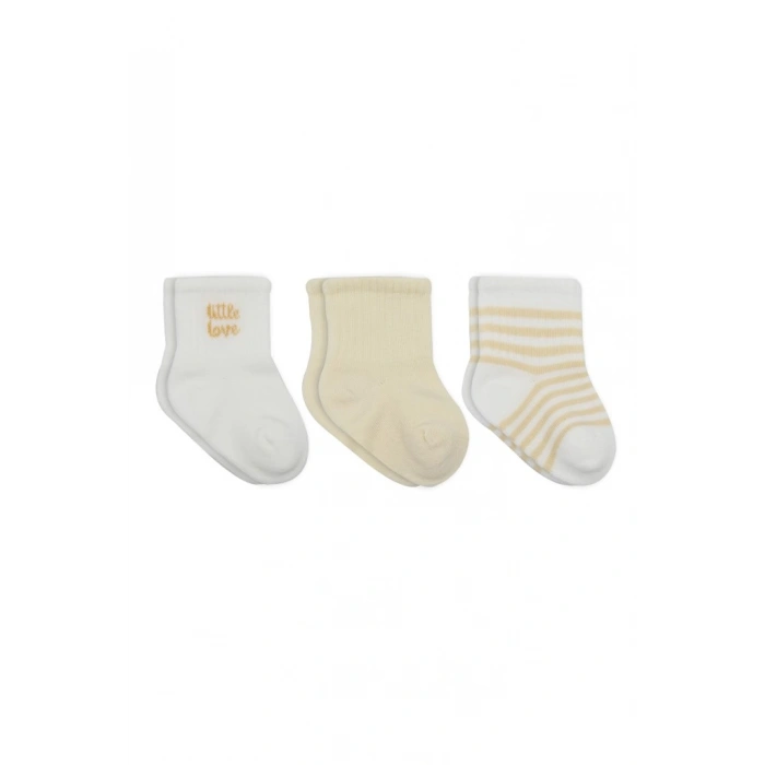 Little Love Girl 3lü Penye Soket Çorap 10137 Ekru