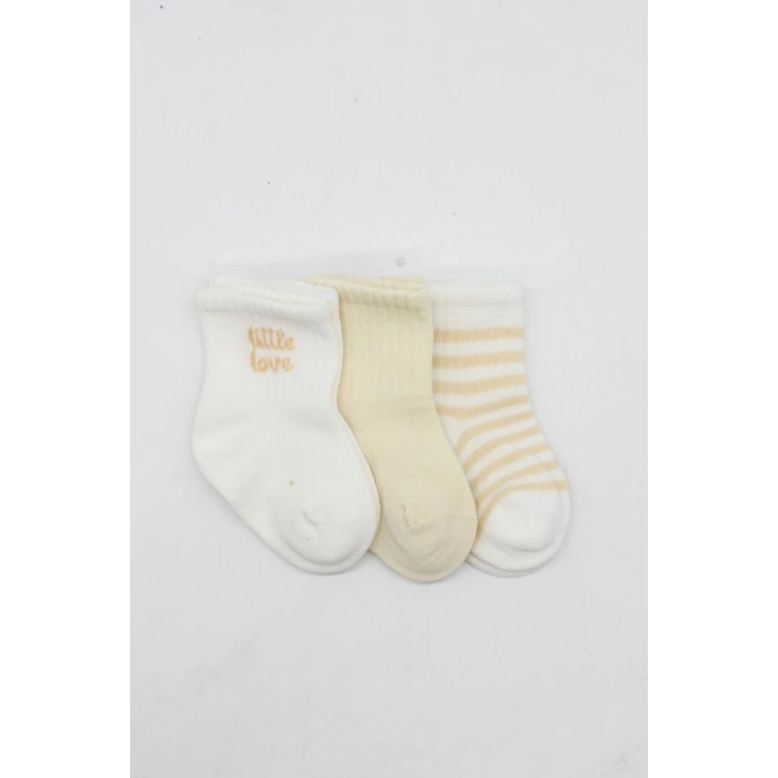 Little Love Girl 3lü Penye Soket Çorap 10137 Ekru