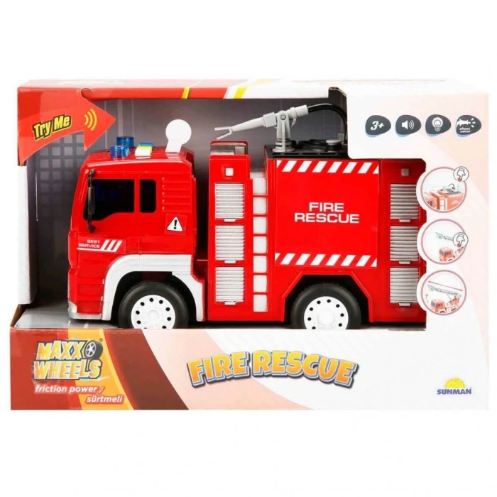 Maxx Wheels Sesli ve Işıklı Su Fışkırtan İtfaiye Aracı 20 cm.