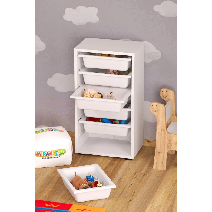 Mutfak Dolabı 6 Sepetli Dolap Oyuncak Dolabı Çok Amaçlı Banyo Kiler Dolabı Beyaz
