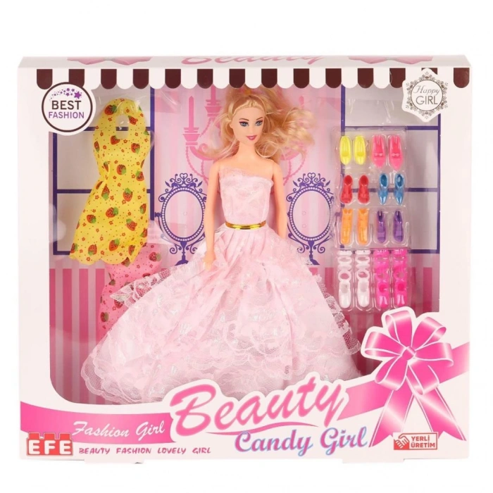 Çocuk 207 Ayakkabı Setli Candy Girl Bebek -Efe Toys