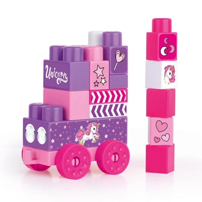 Unicorn Çantalı Mega Blok – 20 Parça Renkli Blok ile Eğlenceli Gelişim