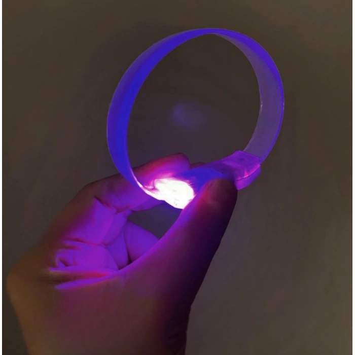 Eğitici Oyuncak 3 Modlu Pilli LED Işıklı Esnek Parti Bilekliği Mor