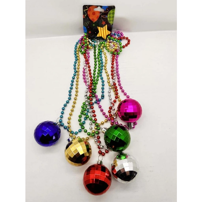 Renkli 70ler 80let 90lar Temalı Disko Topu Kolye Seti 6 Adet