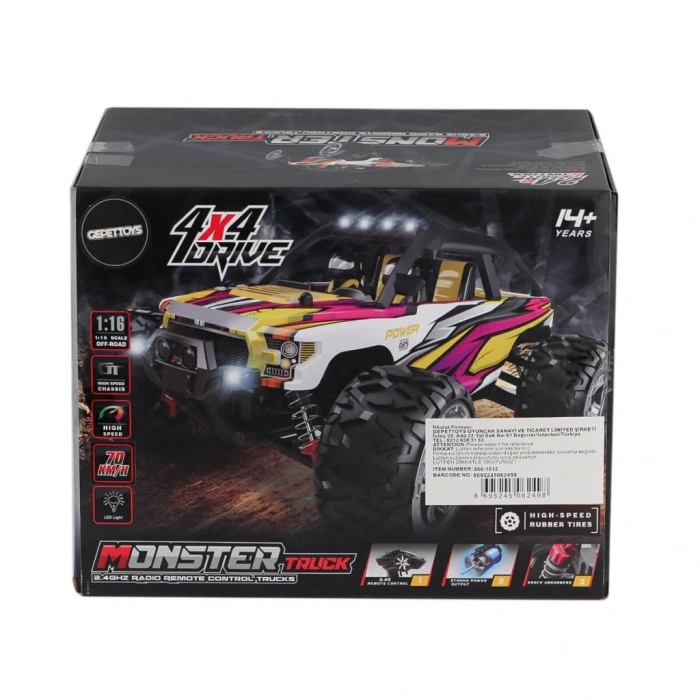1:16 Monster Truck ile Hız, Denge ve Refleks Geliştirici Kumandalı Aktivite