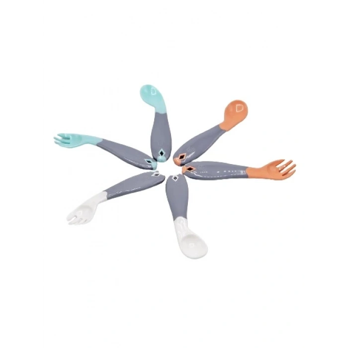 Çocuk Açılı Mama Kaşık Çatal Takımı 703 Yeşil