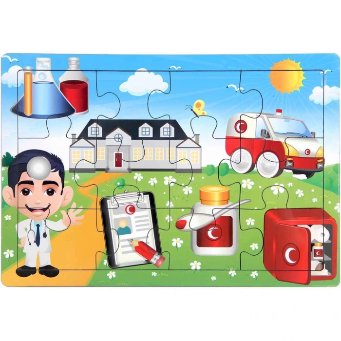  Ahşap Eğitici Puzzle 12 Parça