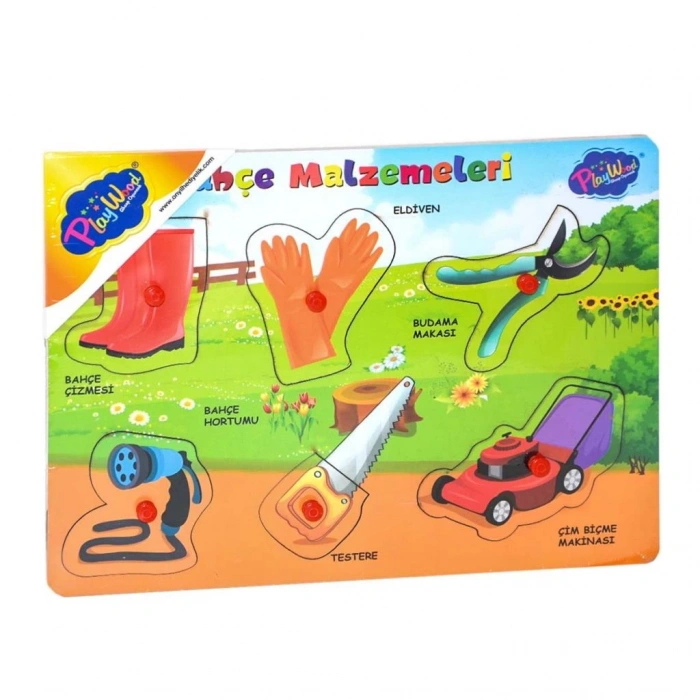Çocuk Ahşap Tutmalı Bahçe Malzemeleri Puzzle
