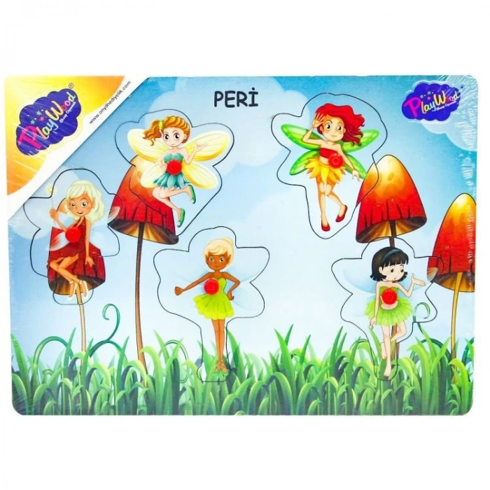 Çocuk Ahşap Tutmalı Peri Kızı Puzzle