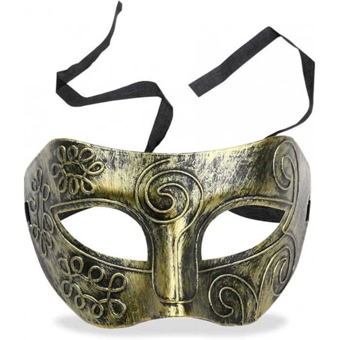 Altın Eskitme Yüz Maskesi Antik Tarz Balo Maskesi Göz Alıcı Tasarım