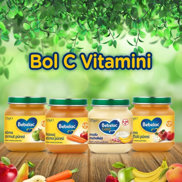 Çocuk Bebelac Elma Şeftali Püresi Kavanoz Maması 125 Gr