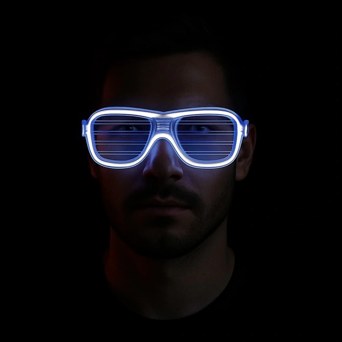 Eğitici Çocuk Beyaz Led Işıklı Parti Gözlüğü - Neon Glow Şerit Gözlük 3 Modlu