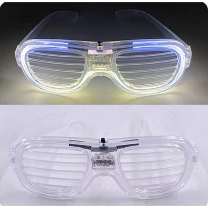 Eğitici Çocuk Beyaz Led Işıklı Parti Gözlüğü - Neon Glow Şerit Gözlük 3 Modlu