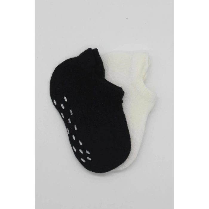 Eğitici Oyuncak Bistyle 2Li Sneakers Kaymaz Basic Penye Çorap BS20103 Siyah Ekru