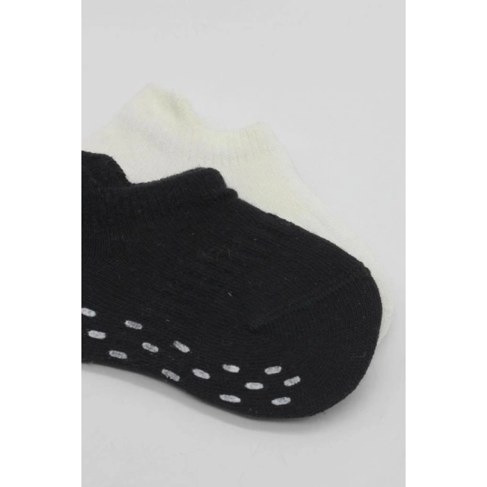 Eğitici Oyuncak Bistyle 2Li Sneakers Kaymaz Basic Penye Çorap BS20103 Siyah Ekru