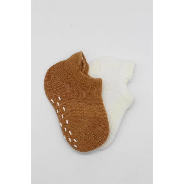 Eğitici Oyuncak Bistyle 2Li Sneakers Kaymaz Colours Penye Çorap BS20104 Ekru Hardal