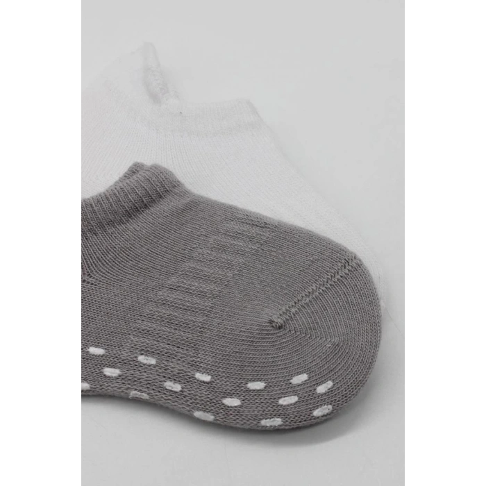 Eğitici Oyuncak Bistyle 2Li Sneakers Kaymaz Colours Penye Çorap BS20104 Gri Beyaz