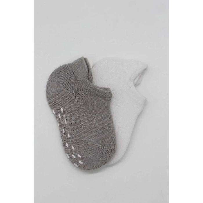 Eğitici Oyuncak Bistyle 2Li Sneakers Kaymaz Colours Penye Çorap BS20104 Gri Beyaz