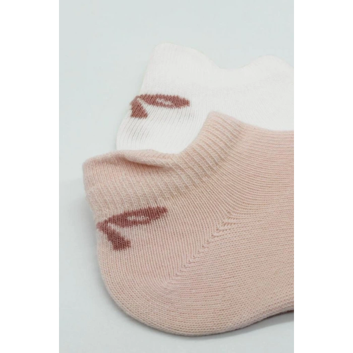2li Sneakers Smile Penye Çorap Pembe Ekru Yumuşak Ve Konforlu Günlük Çorap