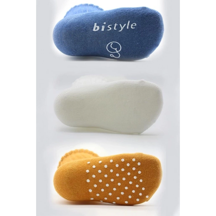 Kaymaz Penye Soket Çorap 3’lü İndigo Ekru Hardal, Şık ve Yumuşak