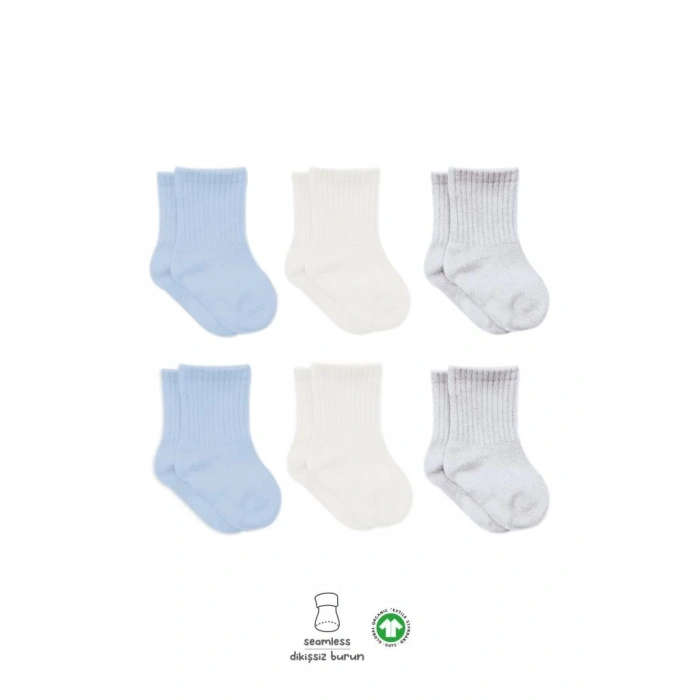 Günlük Kullanıma Uygun Rahat ve Renkli Bebek Çorap Seti – 6lı Kombin