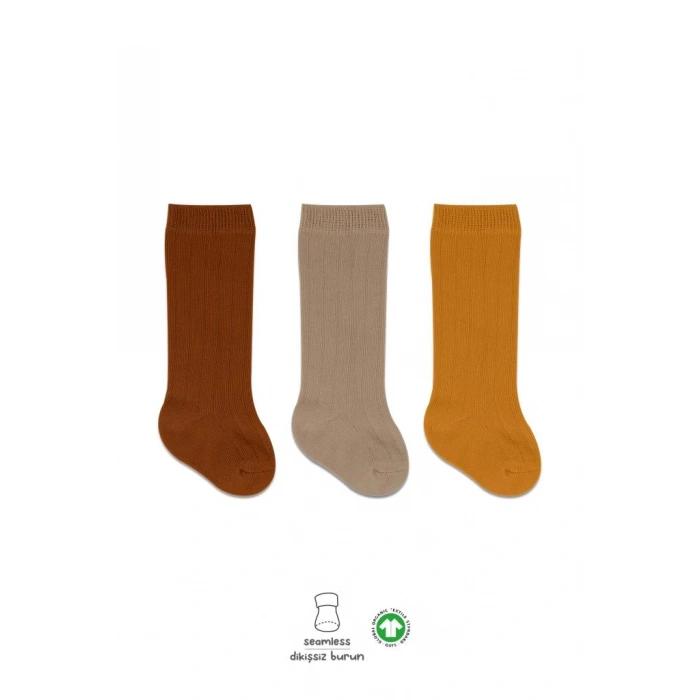 Bistyle Derby Dizaltı Çorap 3Lü BS40101 Hardal Bej Kremit