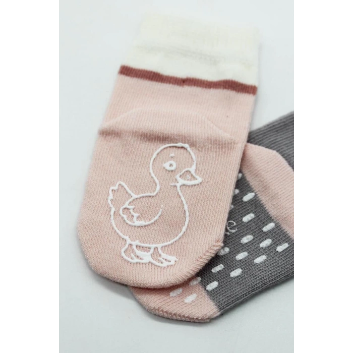 Çocuk Bistyle Hayvan Figür Kaymaz Kız Soket Çorap 2Li BS10120 Gri