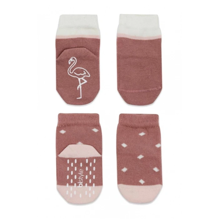 Çocuk Bistyle Hayvan Figür Kaymaz Kız Soket Çorap 2Li BS10120 Pudra