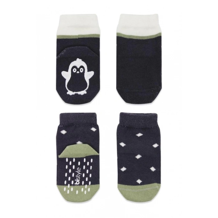  Bistyle Hayvan Figürlü Kaymaz Erkek Soket Çorap 2Li BS10119 Antrasit